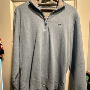 Vineyard Vines Men's Zip-Up Sweater in Light Blue